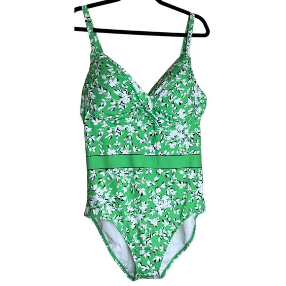 Draper James Lands End One Piece Swimsuit Bathing suit Women 16 Green NEW Swim - Picture 2 of 11
